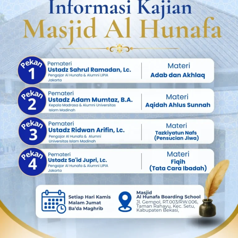 🕌 KAJIAN PEKANAN MASJID AL HUNAFA (Terbuka Untuk Umum)