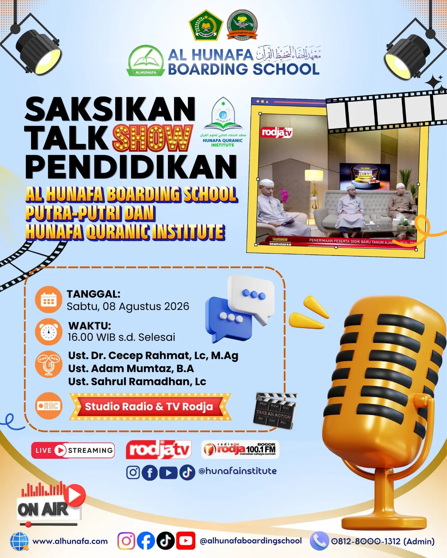 📸 Saksikanlah! TALKSHOW PENDIDIKAN AL HUNAFA BOARDING SCHOOL PUTRA-PUTRI & HUNAFA QURANIC INSTITUTE